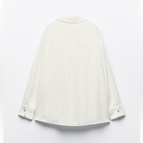 Zara long sleeve lace insert shirt embroidered blouse size Large, cotton blend - Picture 5 of 7
